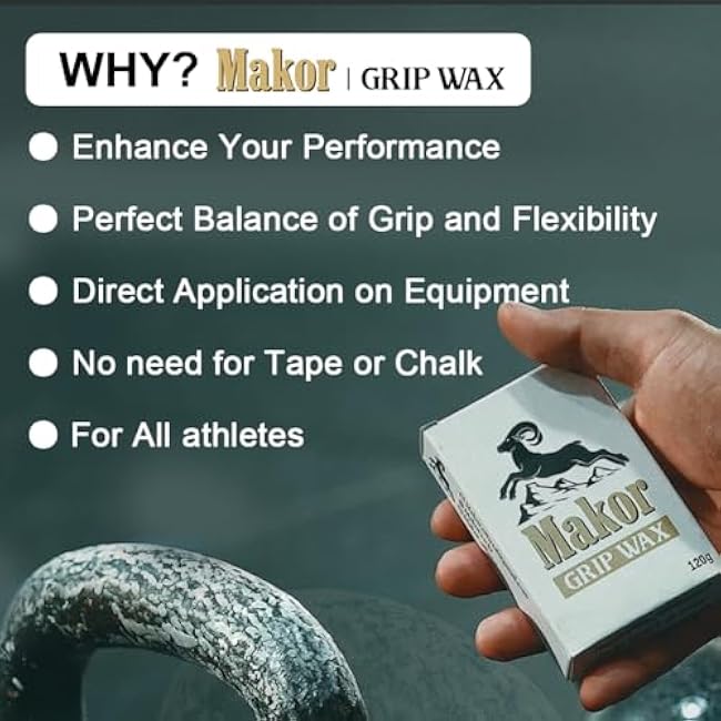 MAKOR 60g GRIPWAX - All-in-ONE Grip Enhancer Pull-up bar, Rings, Kettlebells, Dumbells, Barbells Wax for Crossfit, F45, Hyrox, (0.28, Pounds)