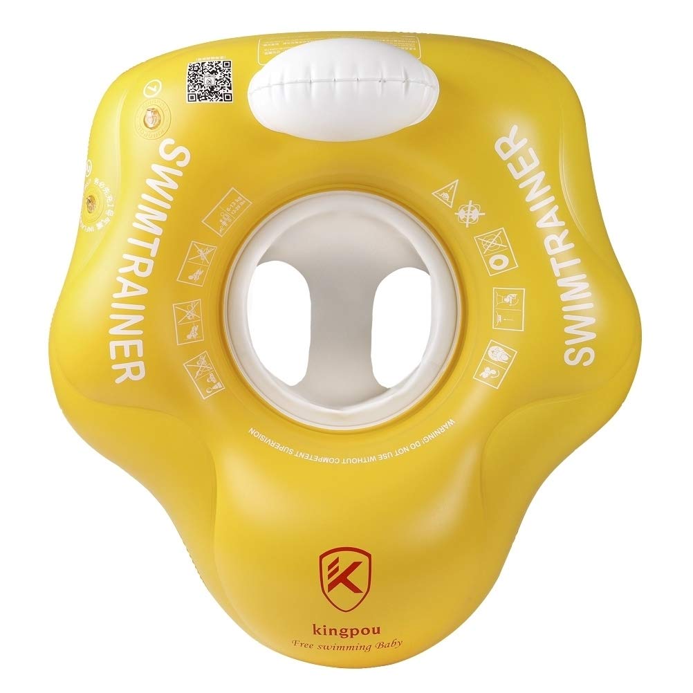 Free Swimming Baby Inflatable Baby Swimming Float with Safe Bottom Support and Retractable Canopy for Safer Swim (Pink, Small)
