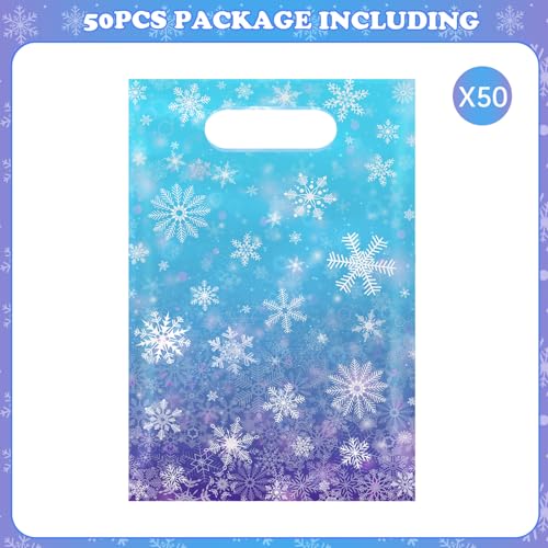 50 Pcs Winter Snowflake Plastic Bags