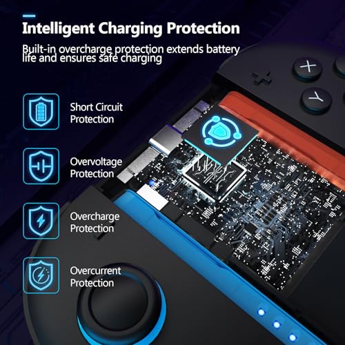 Switch 2 Joycon Charging Grip with Built-in 2000 mAH Battery, Super Magnetic Charger Handle for Nintendo Switch 2 Joycons, Ergonomic Controller Grips for Playing While Charging, Switch 2 Accessories Black (Built-in Battery Black)