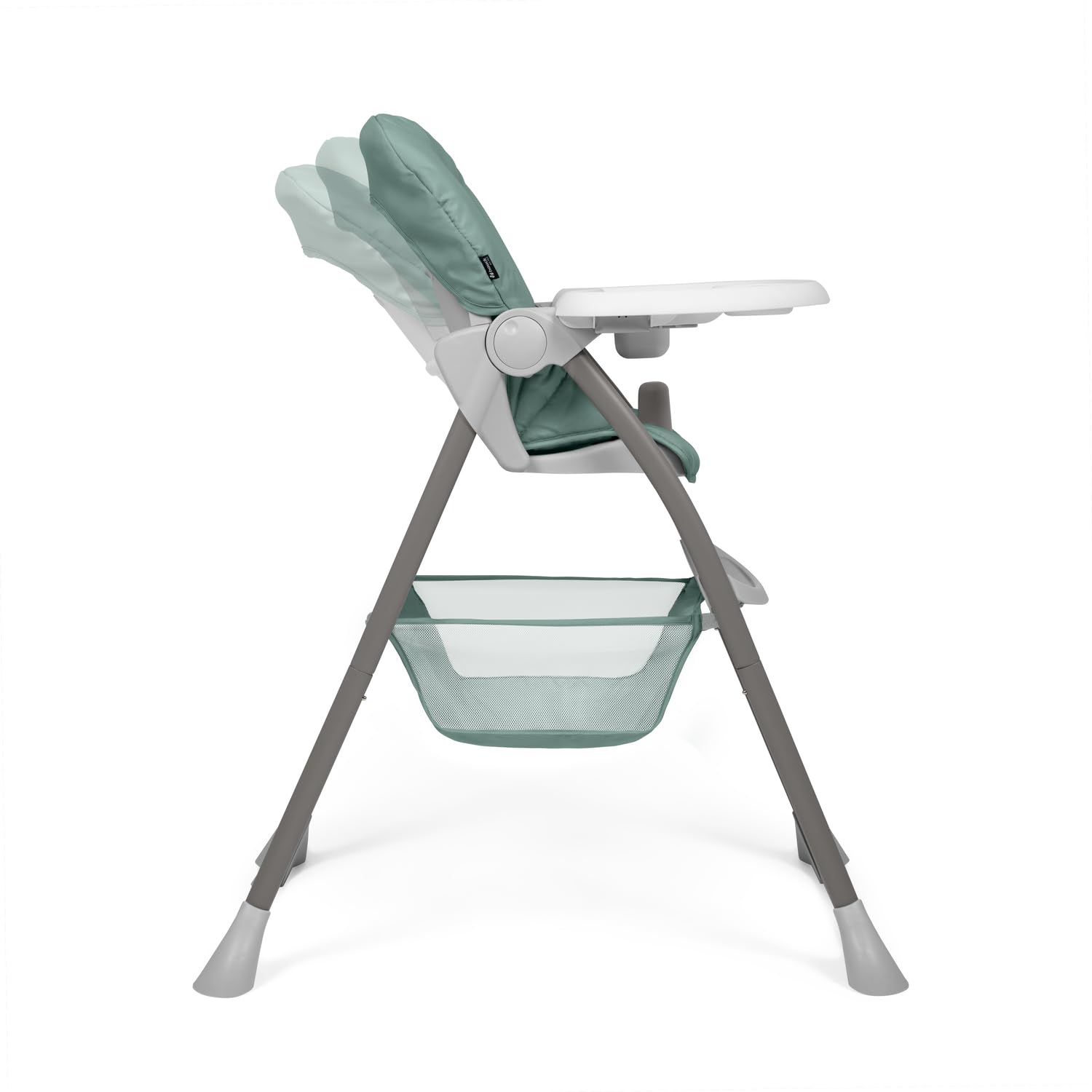 hauck Sit N Fold, Dusty Mint - Seggiolone Pappa Pieghevole e Leggero per Bambini da 6 Mesi Fino a 15 kg, Schienale Reclinabile, Cintura a 5 Punti, Vassoio XL Removibile, Cestello Portaoggetti