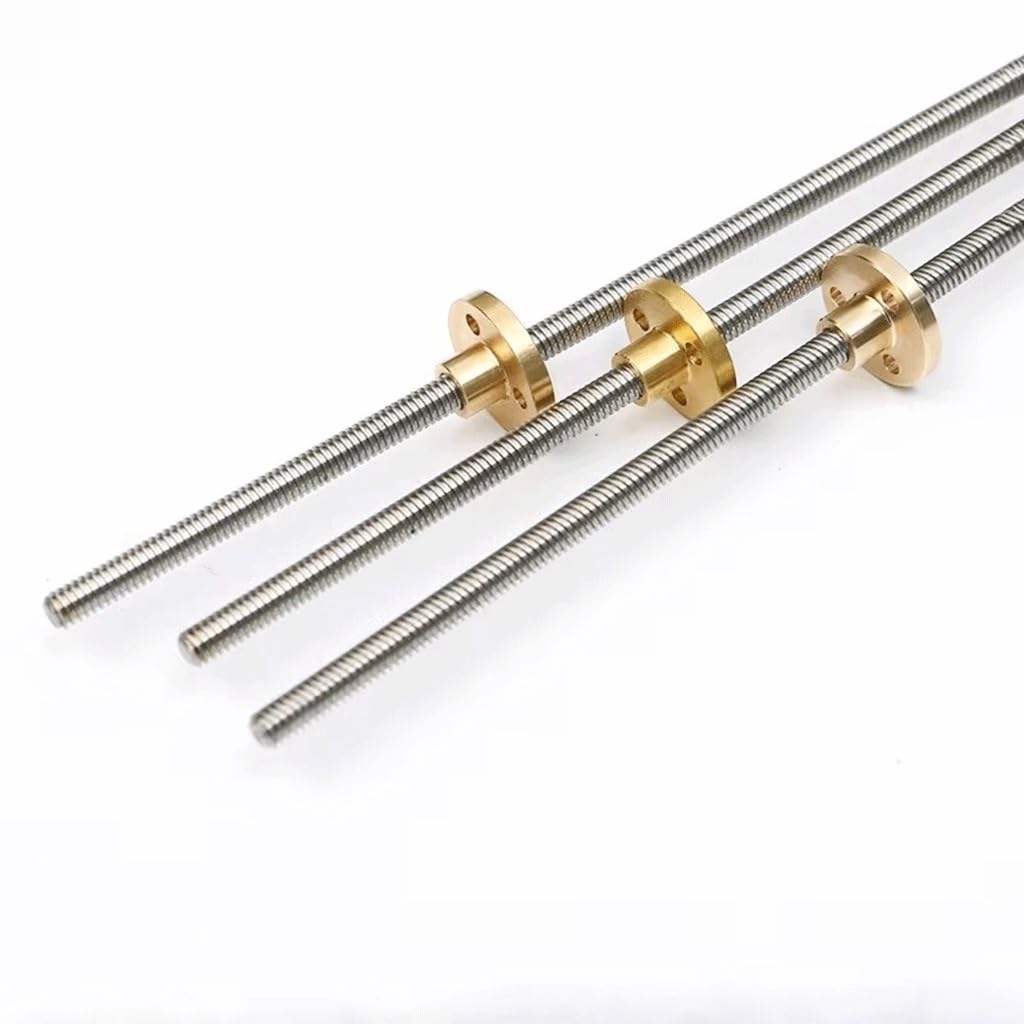 Tornillo T6, varilla roscada trapezoidal de acero inoxidable 304, paso de 4 mm con tuerca de latón(300mm)