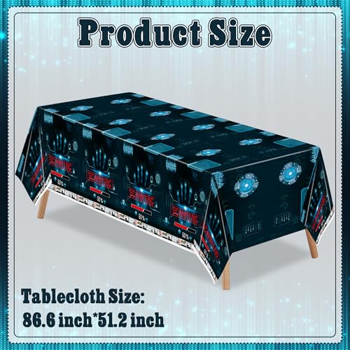 Image of K1tpde Blue Spy Party Tablecloths - 3PCS Secret Agent Theme Table Cover for Kids Birthday Party Escape Room Plastic Tablecloth Mystery Decorations for Boy Spy Detective Supplies
