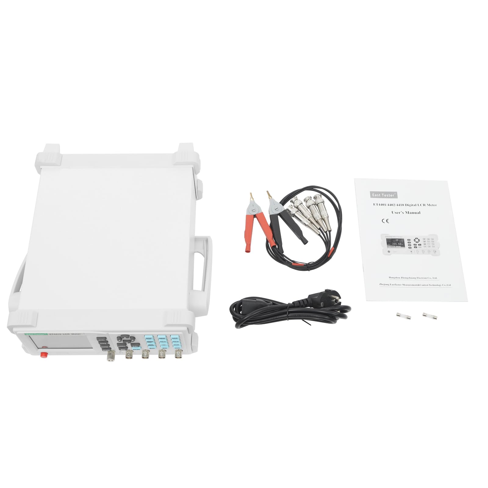 LCR-Messgerät ET4410,Hohe Genauigkeit Tisch-Digital-LCR-Messgerät,LCR-Tester mit Verstellbare Halterung TestklemmenLanges NetzkabelKlares LCD-Display,Hohe Effizienz Professionelle Testausrüstung