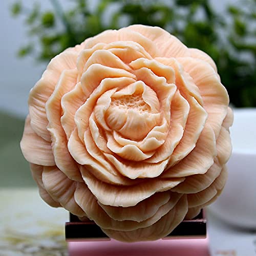 Peony Flower Handmade Soap Mold Flower Mold Peony Silicone Mold for Resin Candle Mold Peony Flower Cake Decoration Mold Round Shape Soap Mold