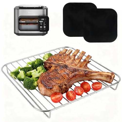 BYKITCHEN Airfryer Grillrost für Ninja Combi 12 in 1 Multikocher Gitter & Gittereinsatz für Ninja Combi Heißluftfritteuse 304 Edelstahl Airfryer Zubehör/Rack/Rost mit 2 Backofenmatten