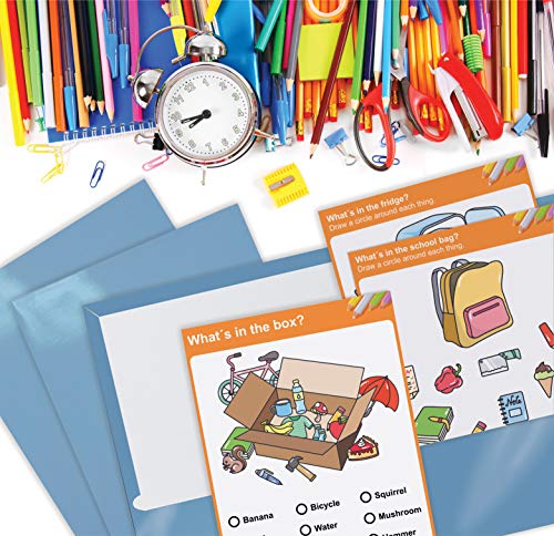 Image of Better Office Products 2 Pocket Glossy Laminated Light Blue Paper Folders, Letter Size, Lt. Blue Paper Portfolios Box of 25 Light Blue Folders