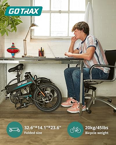 Gotrax EBE1 16" Folding Electric Bike, Max Range 40KM(Pedal-assist1), 25km/h by Peak 500W, Rear Suspension & Dual Mudguards, Commute Electric Bicycle with Adjustable Handlebar & Seat for Adult/Teens - Image 3