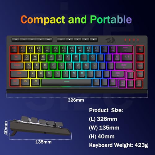 Image of Redragon Wired Gaming Keyboard, RGB Backlit, 60% Compact Membrane Keyboard