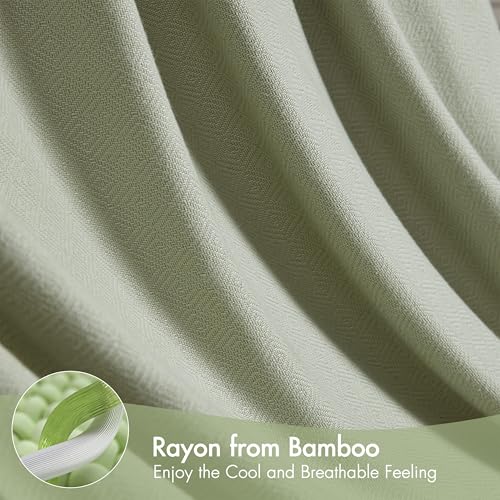 Image of Madison Park Queen Size Summer Blanket, Sage Green, 70% Rayon from Bamboo | 30% Cotton Blanket Full for Bed, Couch, Sofa, Soft Cozy Breathable for Hot Sleepers Menopause, Natural Cooling