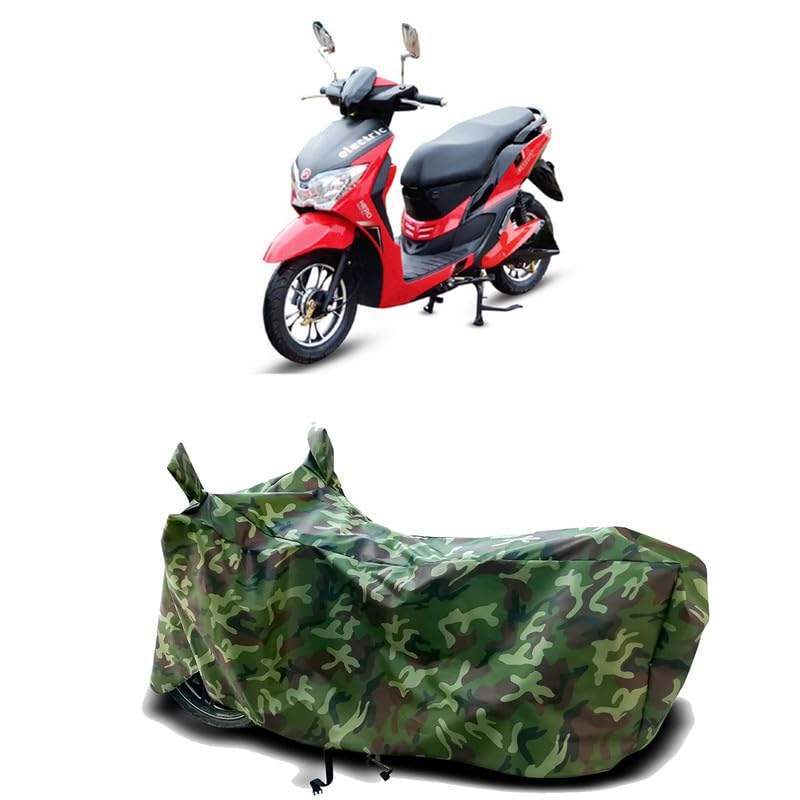 Image of DUFFEL-100% Heat Protection Two Wheeler Bike /Scooty Body Cover for Hero Electric Dash BS6 Water Resistance /UV-Rays /Birds Dropping /Scratchproof /Dust Proof /Waterproof[Green Jungle Print]