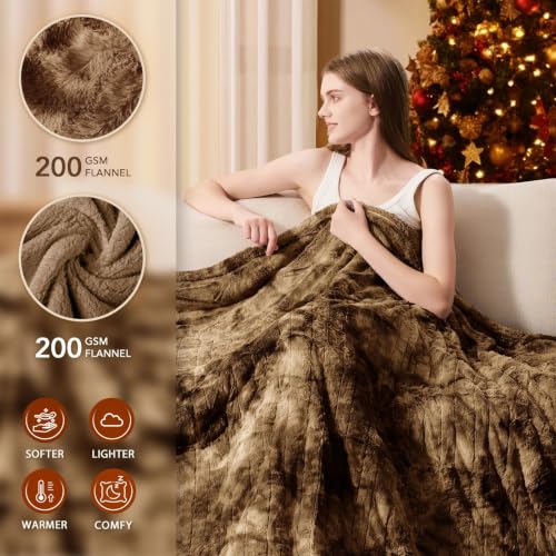 Image of Homemate Electric Heated Heating Blanket King Size 100 inchx90 inch Dual Control | ETL Certified 2 /4 /6 /8H Auto-Off 10 Heat Level Overheat Protection Machine Washable FauxFur Sherpa,Cold Room Cold Sleeper Gift