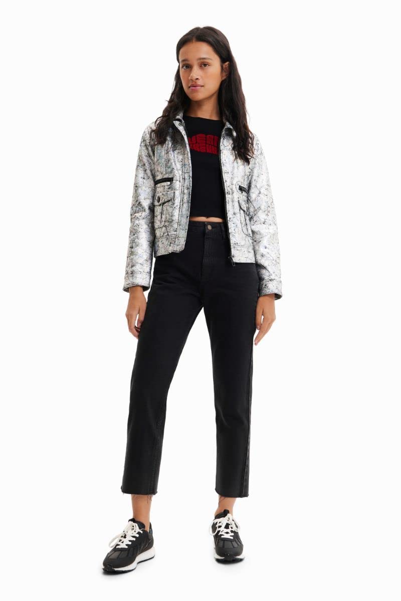 Desigual CHAQ_MINEAPOLIS, 2004 SILVER, CAPPOTTO PU Da donna, Black, L