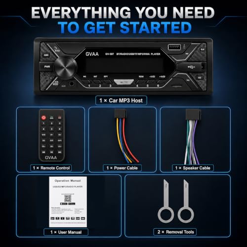 Image of AUTO SNAP GVAA Single DIN Car Stereo MP3 Player with USB, AUX, FM Radio, Bluetooth, Hands-Free Calling & Digital Display | Car Music System with Easy Controls with App 507