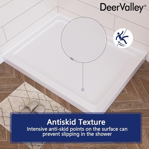 Image of DeerValley 48 inchL X 36 inchW Center Drain Shower Base in White