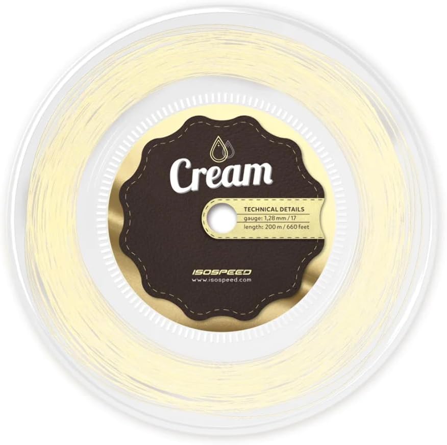 Cream 17 Reel 200m - 1.23mm Soft Poly Tennis String for Comfort 660 feet