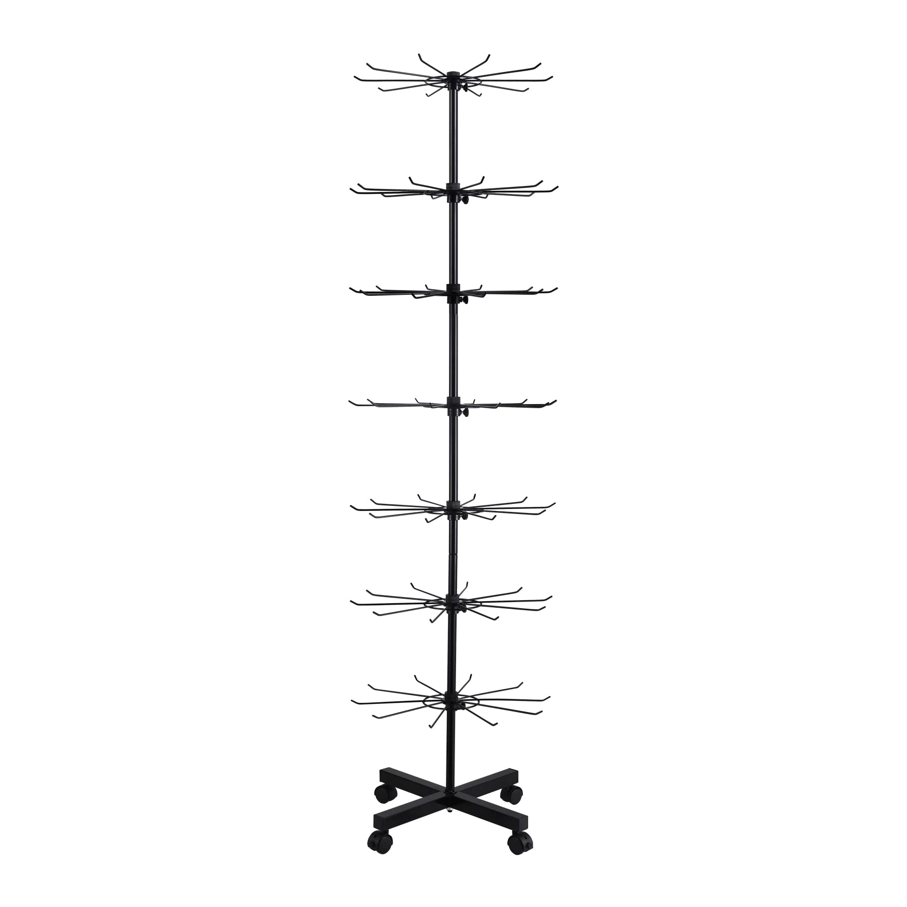 Retail Display Stand 7 Tier，Spinner Display Rack，Adjustable Keyring Craft Jewelry Hats Toys Show Rack for Retail Store