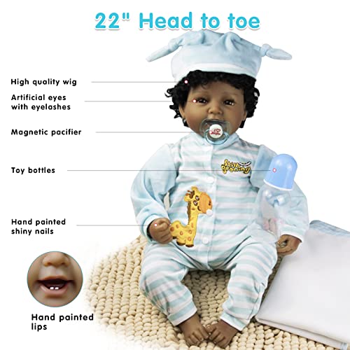 Muñeco Reborn Realista Negro 22" JRLCGYP miniatura 6