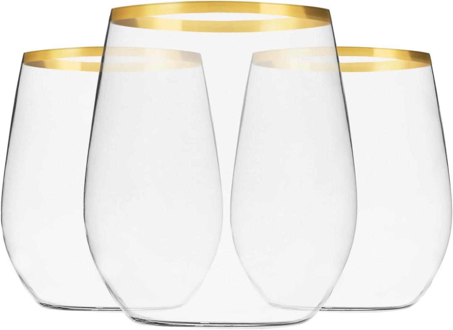 Munfix 48 Pack Plastic Stemless Wine Glasses with Gold Rim, Disposable 12 Oz Clear Plastic Wine Cups Shatterproof Recyclable and BPA-Free - Image 2
