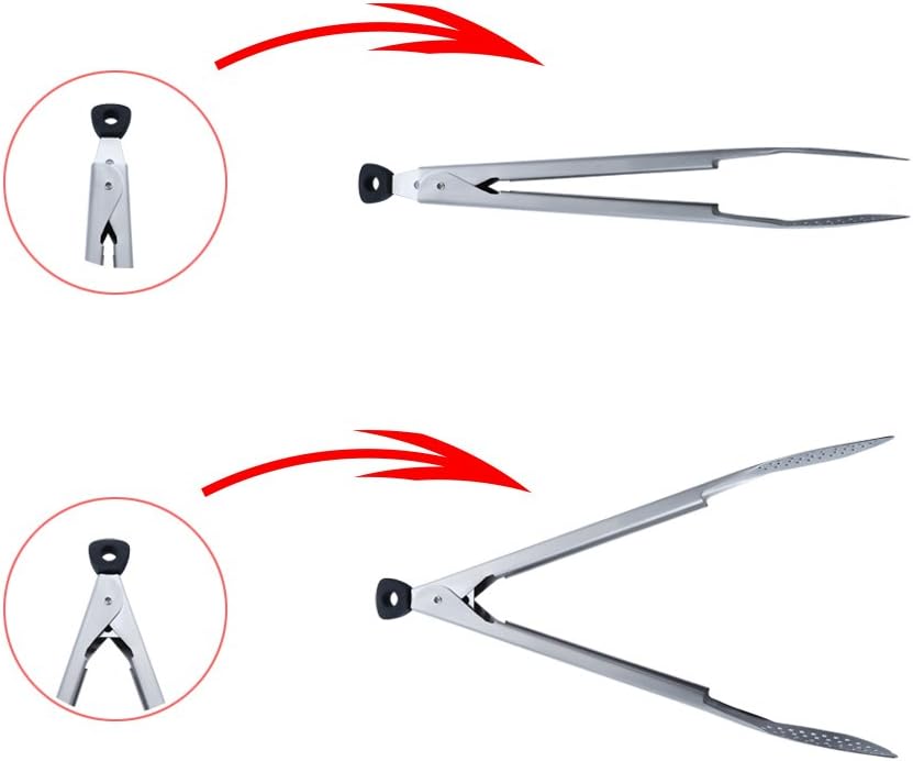 SUNNORN 12 Inch Heat Resistant Kitchen Tongs, 304# Heavy Duty Thicken Stainless Steel Food Tongs for Barbecue(BBQ), Salad, Grilling, Frying, Cooking