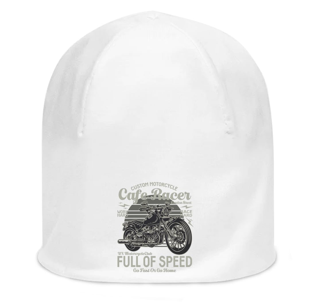 Bonnet de moto blanc en coton extensible fin de qualité supérieure unisexe
