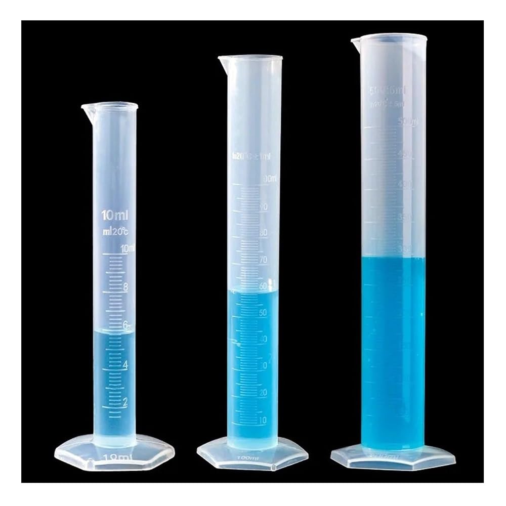 1 provetta graduata in plastica trasparente con fondo esagonale da 10/25/50/100/250/500/1000 ml, strumento laboratorio Attrezzature da laboratorio