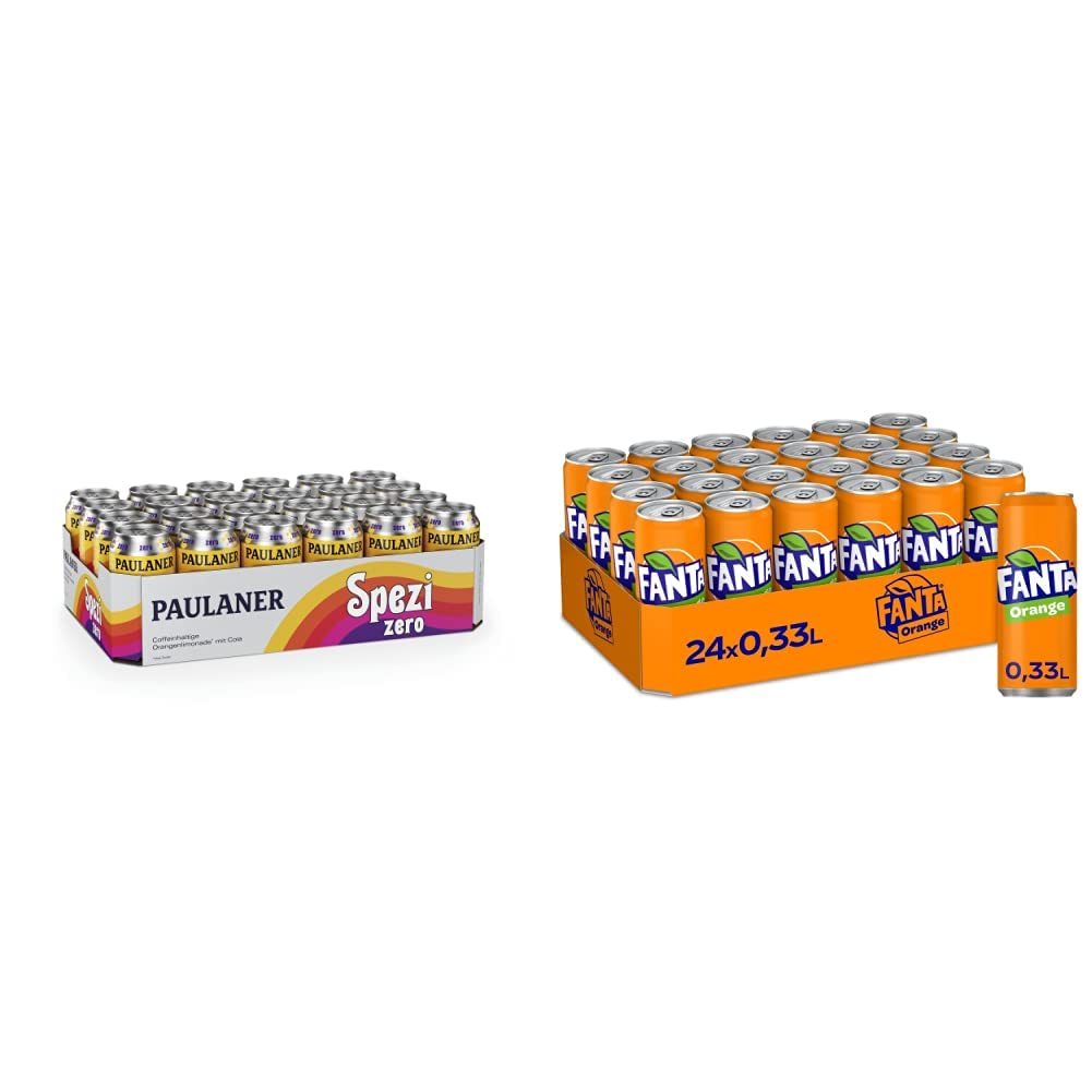 Paulaner Spezi Zero, 24er Dosentray, EINWEG (24 x 0,33l) & Fanta Orange EINWEG Dose, (24 x 330 ml)