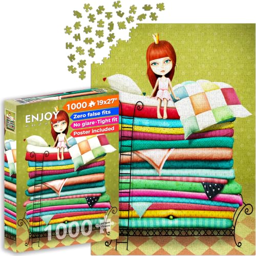 1000 Piece Jigsaw Puzzle for Adults - Fairytale Princess & The Pea, Patchwork Quilts | Matte Anti-Glare Finish | Fun & Challenging Puzzle | 27x19 in | Unique Gift | Enjoy - image 1