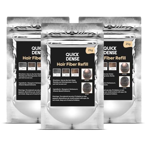 Image of Hair Building Fiber Refill Pack | Plant Based Cotton Fibers Refill Bag for Men & Women | Styling Accessory for Thin Hair Appearance | Natural Look - Black (Pack of 3)