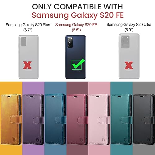 FLIPALM for Samsung Galaxy S20 FE 5G Wallet Case with RFID Blocking Credit Card Holder, PU Leather Folio Flip Kickstand Protective Shockproof Cover Women Men for Samsung S20 FE 6.5