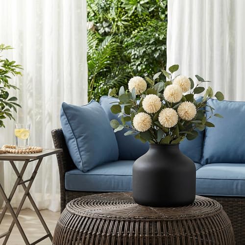 Image of Goaste Metal Matte Flower Vase, Small Black Vases for Flower, 6.5 Inch Tall Iron Frosted Flower Arranging Vase for Table Centerpiece, Home, Shelf, Office, Garden Decor, Black