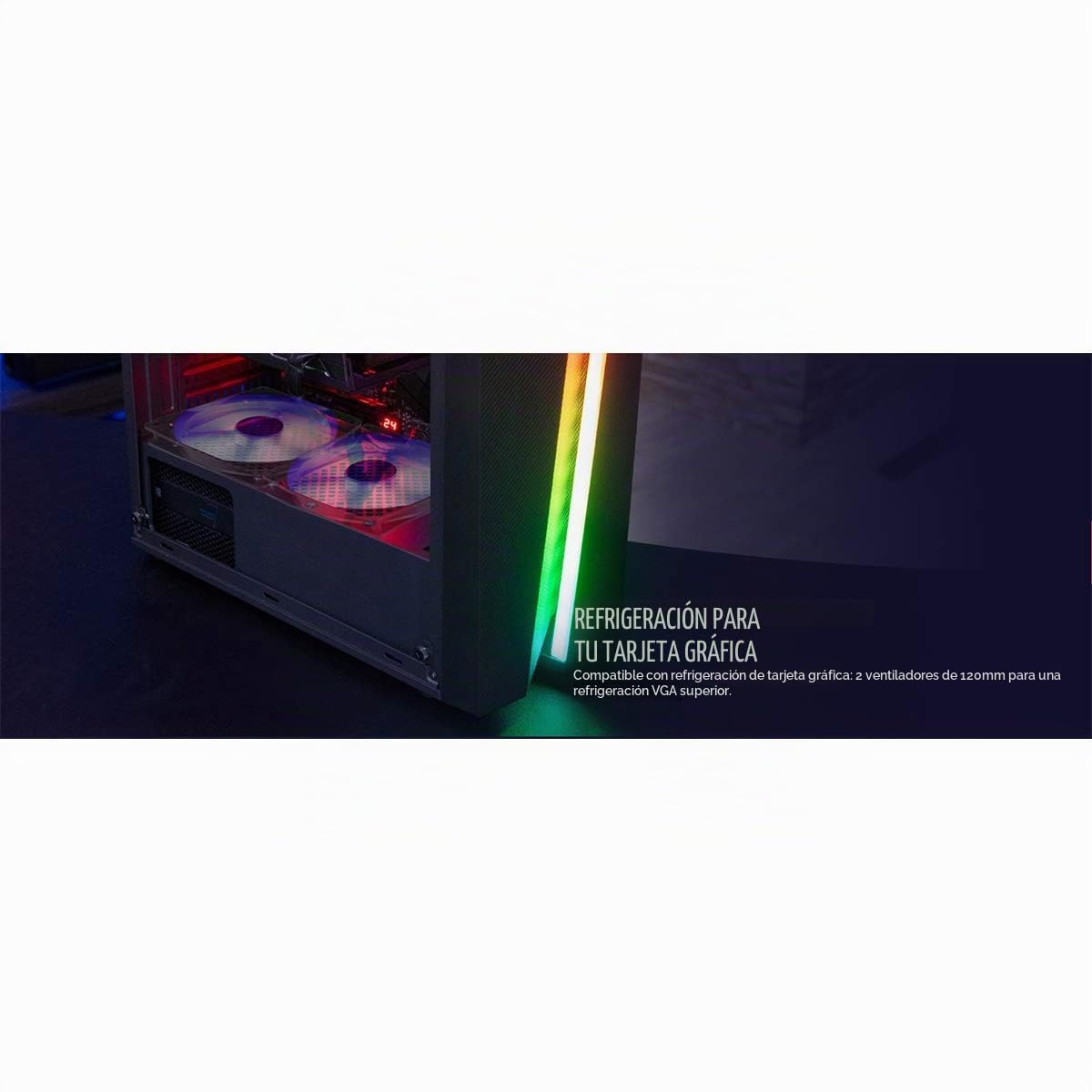 Aerocool BOLT - Caja de PC, ATX, panel acrílico, RGB 13 modos, ventilador 12cm, color Negro, Única