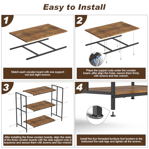 Fish Tank Stand for up to 10-20 Gallon Aquarium, 3 Tiers Heavy Duty Metal Aquarium Stand, Heavy Duty Turtle Tank Terrariums Tank Breeder Reptile Tank Stand for Home Office, 27.1” x 15.7” x 33.4” - Image 6