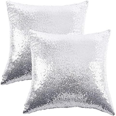 Ushinemi Silver Glitter Throw Pillow Covers Cover