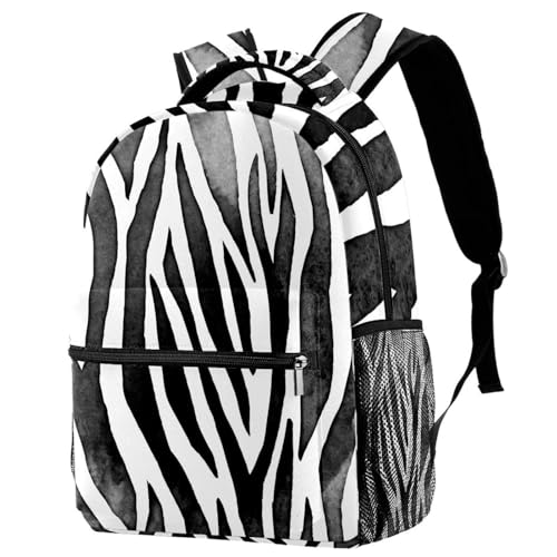 Sac à dos d'école zèbre noir et blanc pour adolescents et filles - Grand format 40cm