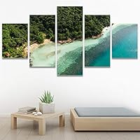 SIGNWIN 5 Panel Canvas Wall Art Coastal Scenery for Home Decorations Ready to Hang - 60