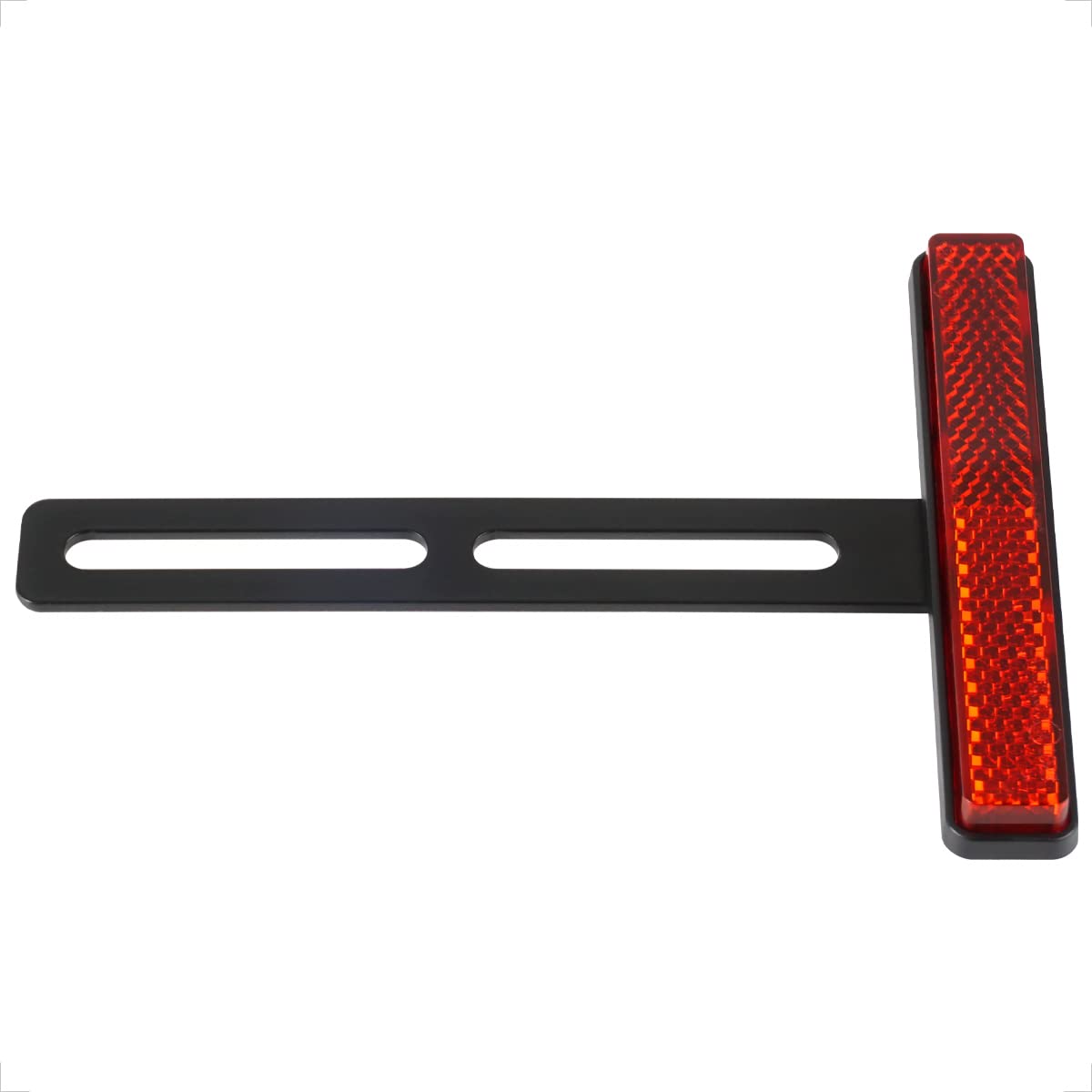 evermotor Reflektor tylny do motocykla, 2 sztuki, E4 108mm czerwony z długim uchwytem T-Bracket Reflektor do tablicy rejestracyjnej E-mark Cat Eye Skuter Quad ATV