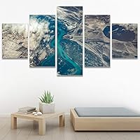 SIGNWIN 5 Panel Canvas Wall Art Modern Art Aerial Expressive Global Landscape Mountain Multicolor Photography for Home Decorations Ready to Hang - 60
