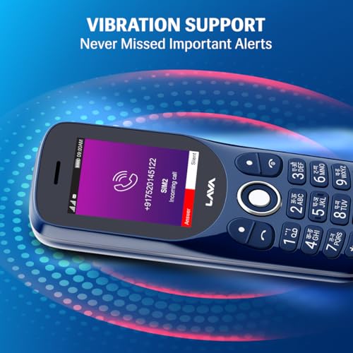 Image of Lava A1 Tejas Dual SIM Keypad Phone with 2'' Big Display | Long-Lasting AI Battery | Type C USB Port | Vibration Alert | FM Radio & MP3 Player | Military-Grade Durability - Blue