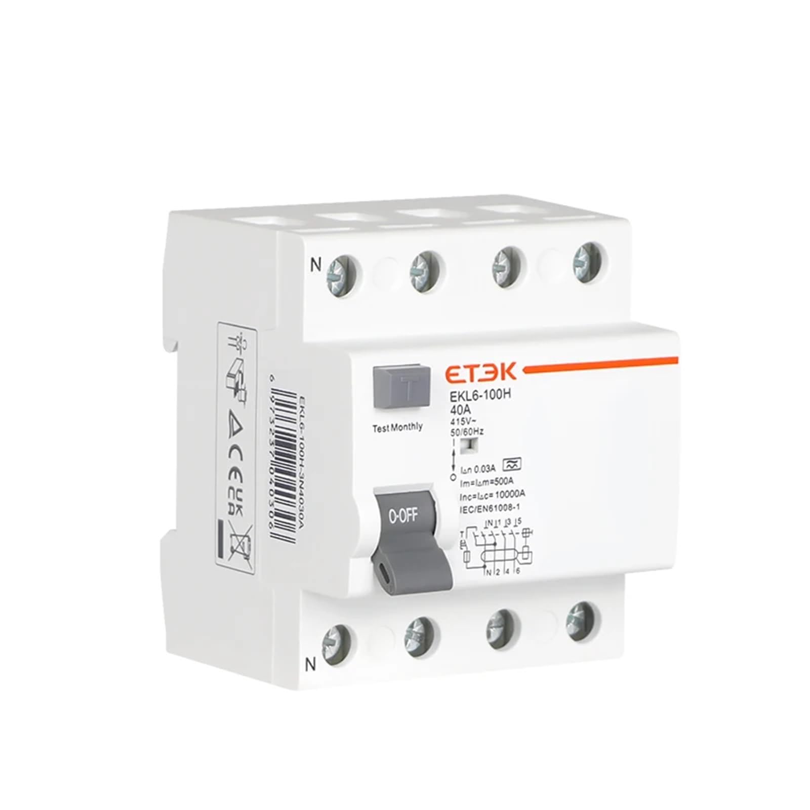 NVSFZGIYG EKL6 30ma RCD RCCB 2 Pole Type A 10KA 3P+N 4P 40A DC 230V Electromechanic Residual Current Circuit Breaker Leakage Curren