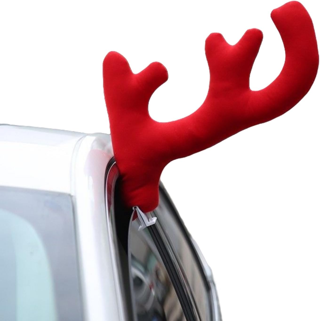 Christmas Car Antler Decorations Large Reindeer Antlers for Vehicle Festive Auto Accessories for Holiday Cheer (Red)