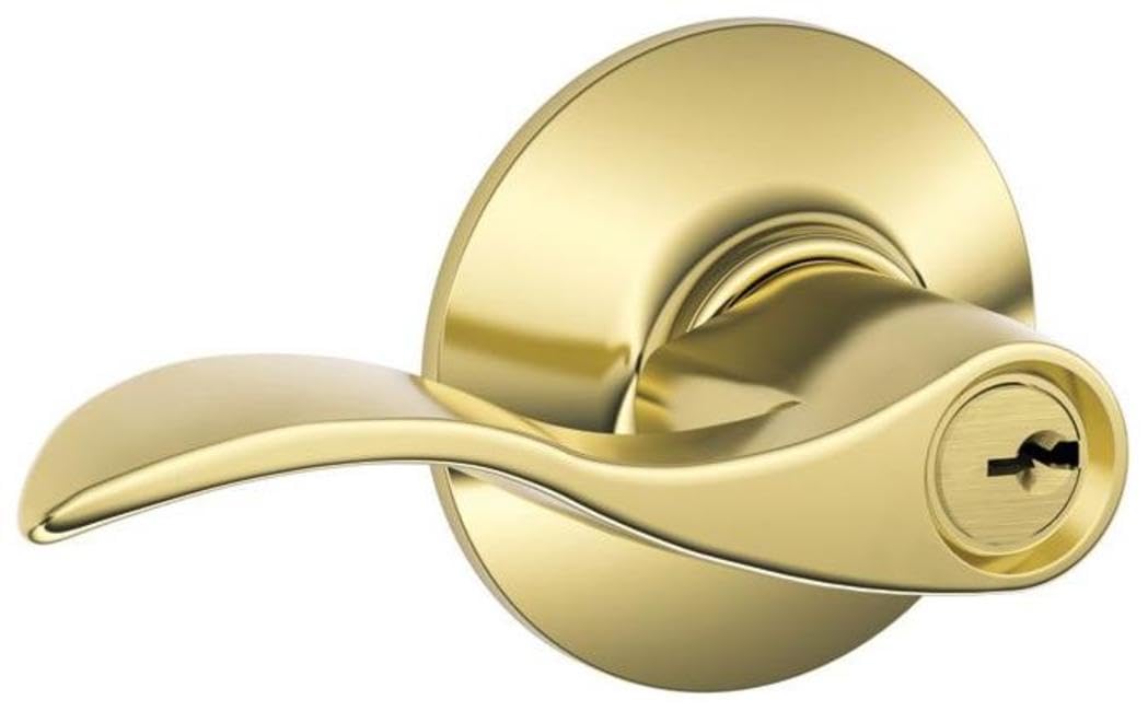 schlage f51a accent keyed entry lock c keyway with 16211 latch 10063 strike bright brass finish