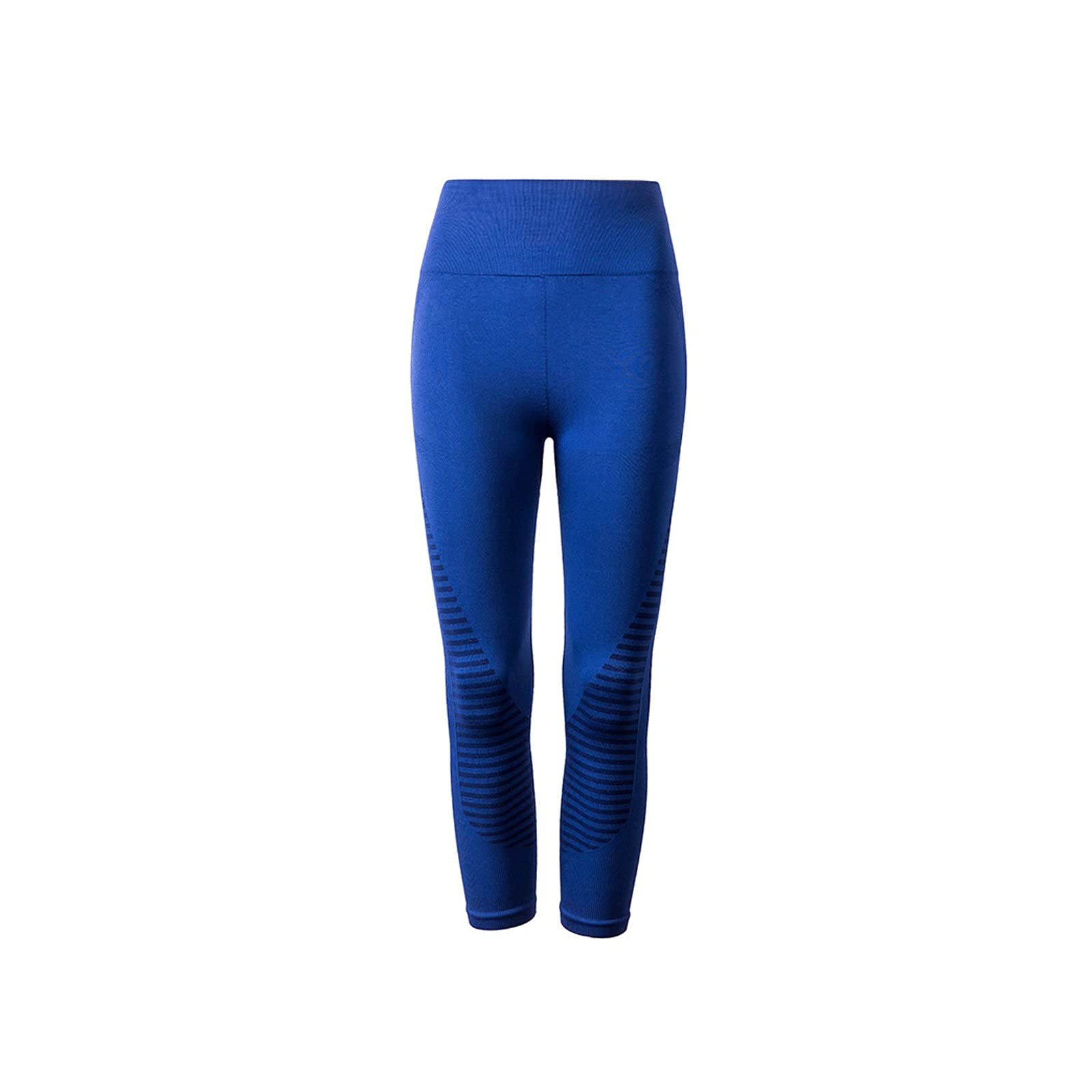 Pantaloni da yoga Leggings senza cuciture a vita alta Sport Donna Crop Pantaloni da yoga Capris a righe elastiche Leggings da allenamento in palestra Collant da corsa per fitness da ragazza (Blu L)