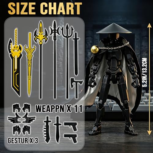 Image of Assembly Completed 2026 New Titan 13 Action Figure,Lucky Robot 13 Action Figures 3D Printed Multi Jointed Movable Figure,Nova 13 Action Figure for Collectors Desktop Decorations (Black White)