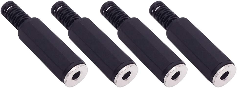 Fancasee 4-Pack 3.5mm 1/8" Replacement Repair Jack TS Mono Female Jack Plug 3.5mm Solder Type DIY Audio Cable Connector for Audio Cable Repair