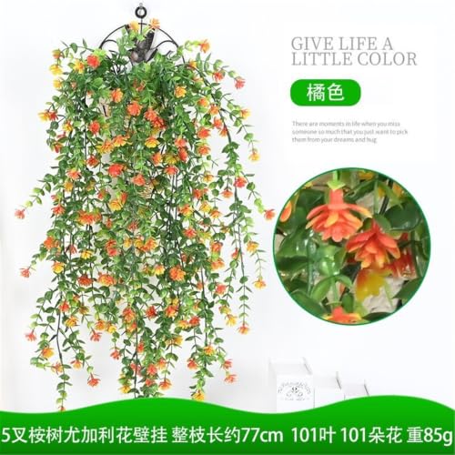 Eucalipto artificial de 5 ramas colgante: decora sin regar con esta vid naranja de pared 4