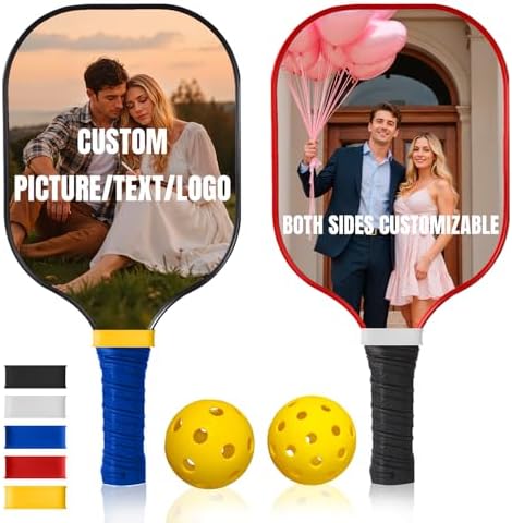Custom Pickleball Paddles with Text Logo & Photos, Personalized P...