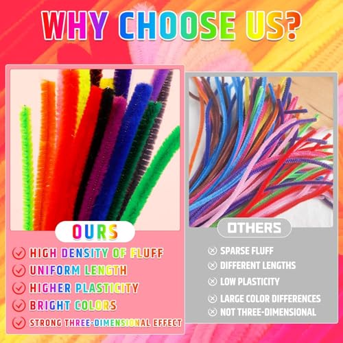 Giwrmu 200pcs 20colors Pipe Cleaners Craft, Pipe Cleaners Chenille Stem, Fuzzy Sticks Craft Supplies, Multi-Colored Pipe Cleaner for Creative Handmade DIY Art Craft Project