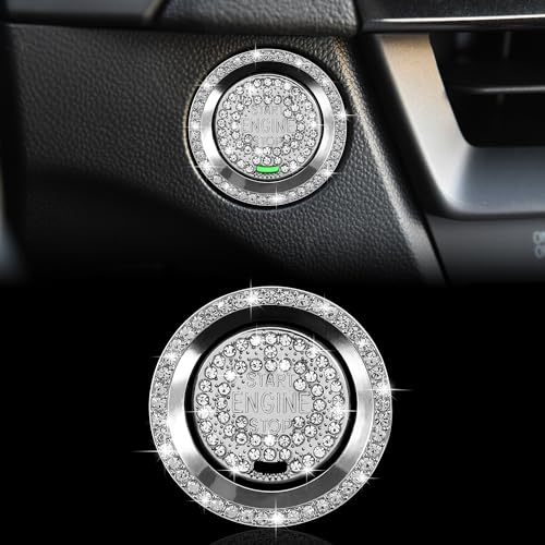 TOMALL Bling Car Engine Start Button Cover Compatible with Cadillac XT6 CT5 XT4 Diamond Push Start Stop Button Cover Bling Engine Ignition Ring Cap for Women Sparkly Accessories for Car