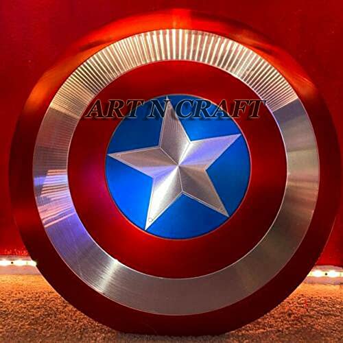 Image of ART N CRAFT 22 Inch Metal Shield Prop Replica for Marvel Fans Collectors Cosplay Gifting Home Decor | Sturdy 2.8 Kg Battle Shield Inspired by Superhero Films | Iconic Display Memorabilia